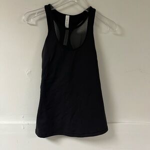 Lululemon Racerback Tank Top Built in Bra Black Mesh Size 6 Athletic Top